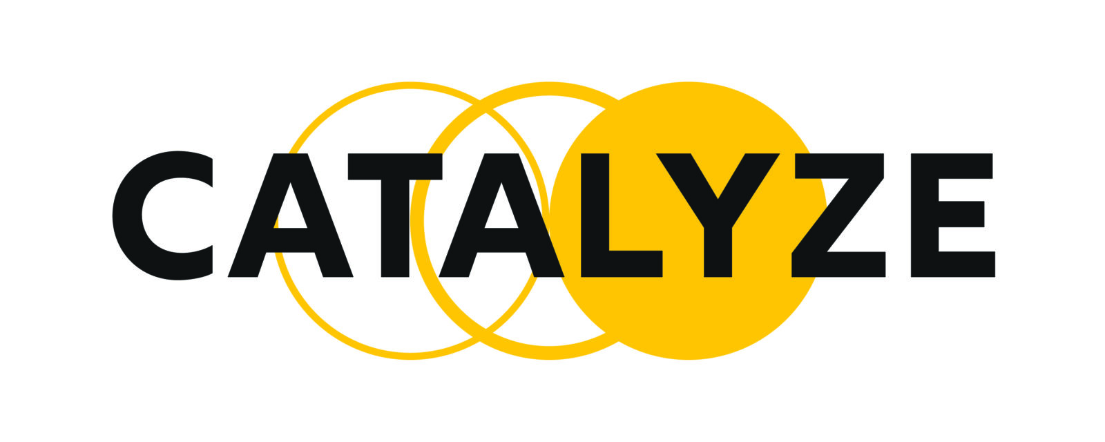 Catalyze logo text in black with yellow circles