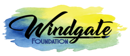 against a painterly yellow, blue, and green background are the words Windgate Foundation