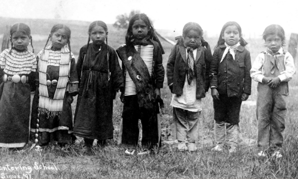 Sioux Children on their first day of school