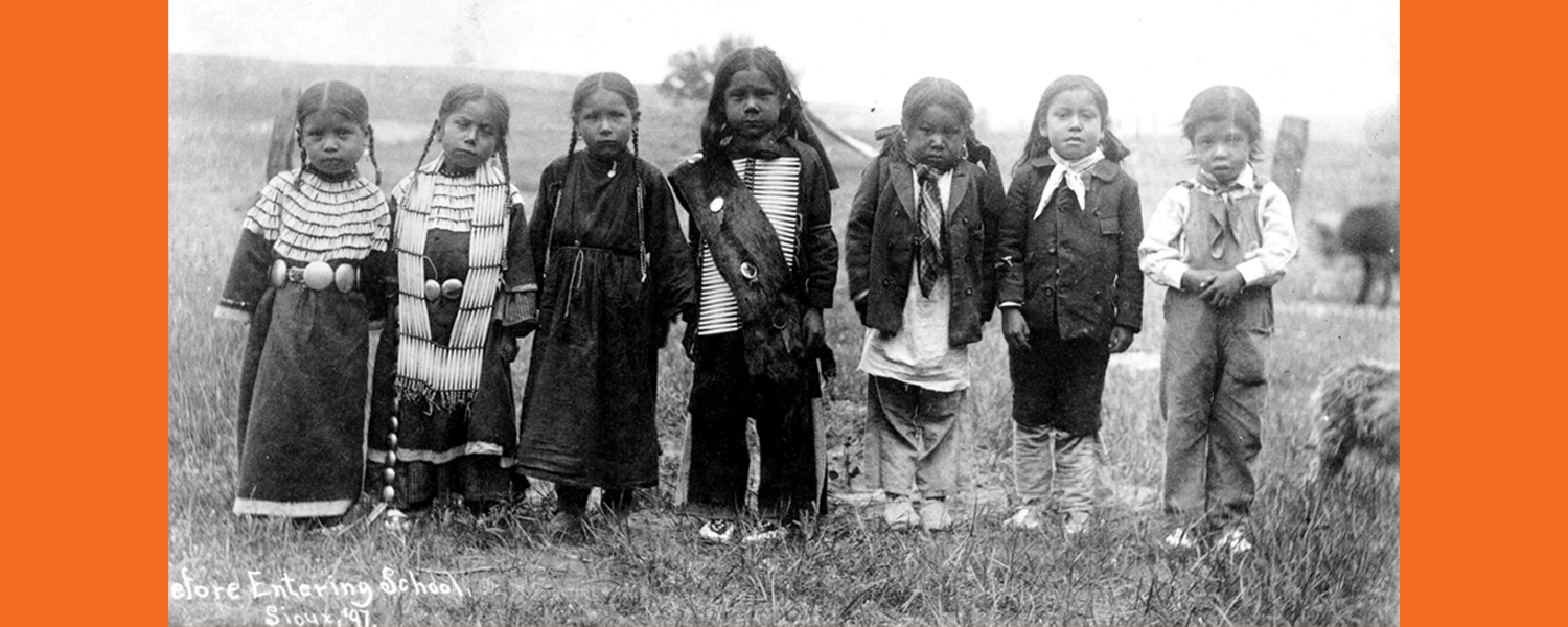 Sioux Children on their first day of school