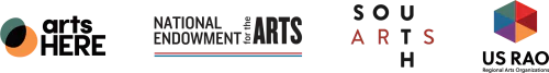 ArtsHERE, National Endowment for the Arts, South Arts, and US RAOs logos.