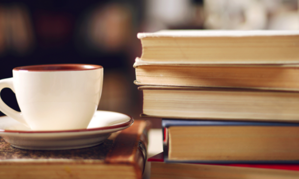 Books and coffee cup